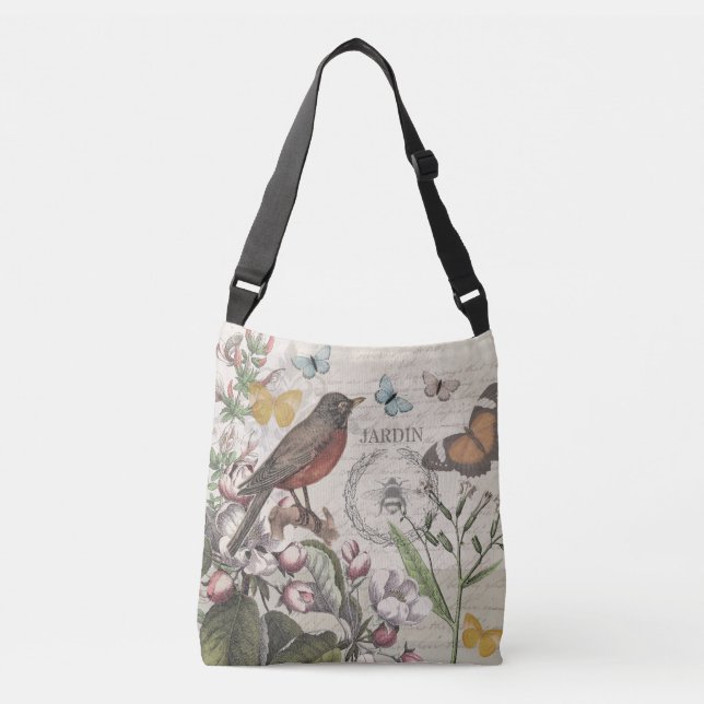 Sac Ajustable Robin Elegant Bird Butterfly French Art (Devant)