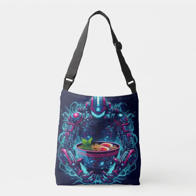 Sac Ajustable Robot Cyberpunk Futuriste Neon Nourriture Ramen (Devant)