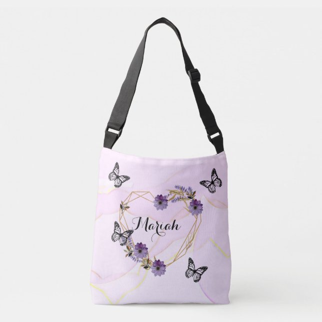 Sac Ajustable Romantic pink abstract garden and butterfly (Devant)