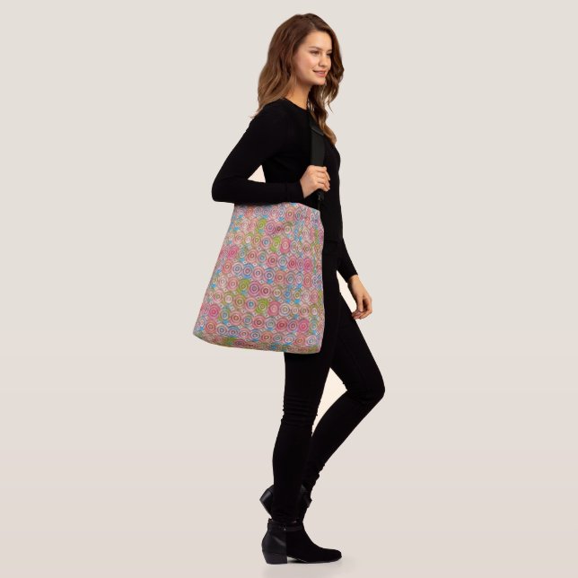 Sac Ajustable Rose bleu violet cercles de ton art moderne grand (Sur le modèle)