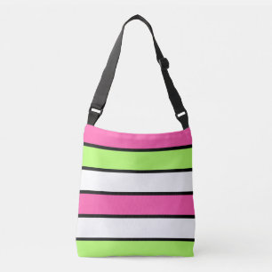 Sac Ajustable Rose chaud, vert citron, noir et blanc rayures