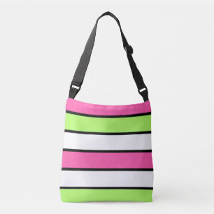 Sac Ajustable Rose chaud, vert citron, noir et blanc rayures