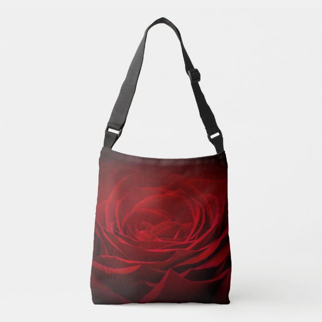 Sac Ajustable Rose De Sang Rouge Profond Sur Noir (Devant)