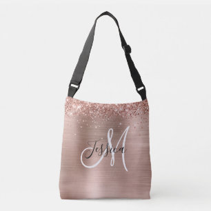Sac Ajustable Rose Gold Pailleté Noir Blanc Monogrammé