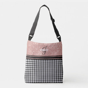 Sac Ajustable Rose Gold Parties scintillant Houndstooth nom mono