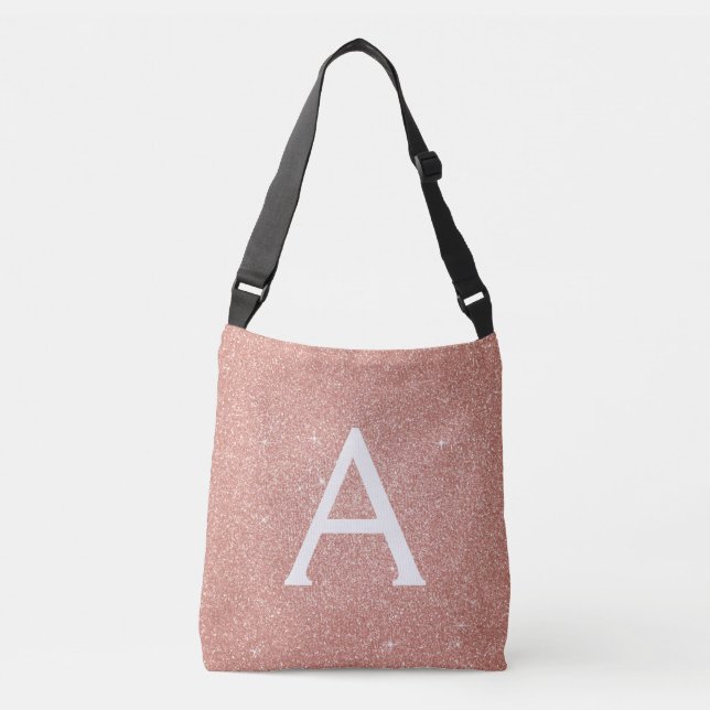 Sac Ajustable Rose Gold Sparkle Parties scintillant Monogramme N (Devant)