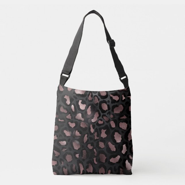 Sac Ajustable Rose métallique Leopard Spots sur noir (Devant)
