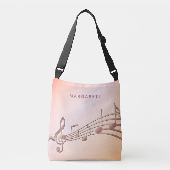 Sac Ajustable Rose or note musique nom du musicien (Devant)