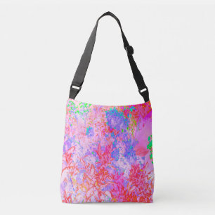 Sac Ajustable Rose pastel et rouge avec paysage d'hydrangea bleu