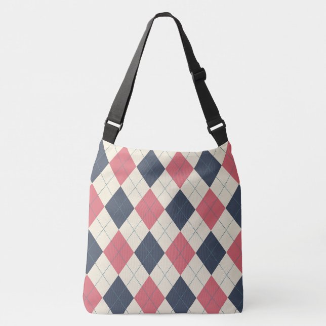 Sac Ajustable Rose Saumon et Motif Argyle Marine (Devant)