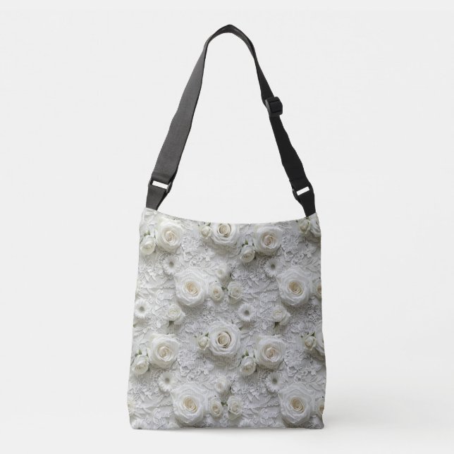 Sac Ajustable Roses blanches en dentelle de mariée (Devant)