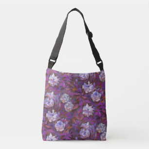 Sac Ajustable "Roses blanches, feuilles violets", belles fleurs