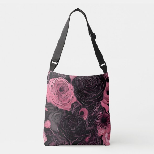 Sac Ajustable Roses romantiques roses et noirs gothiques (Devant)