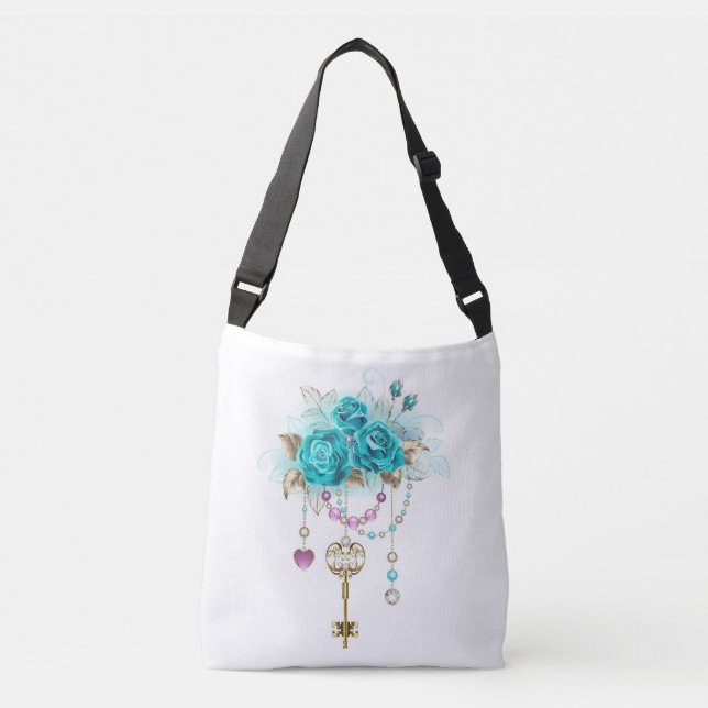 Sac Ajustable Roses turquoise avec touches (Devant)
