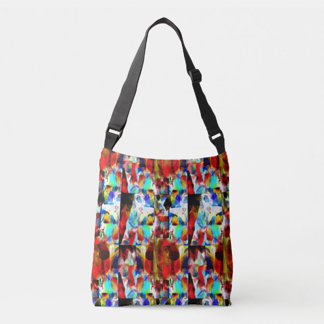 Sac Ajustable Rouge Bleu Blanc Noir Art Moderne Abstrait Imprime (Devant)