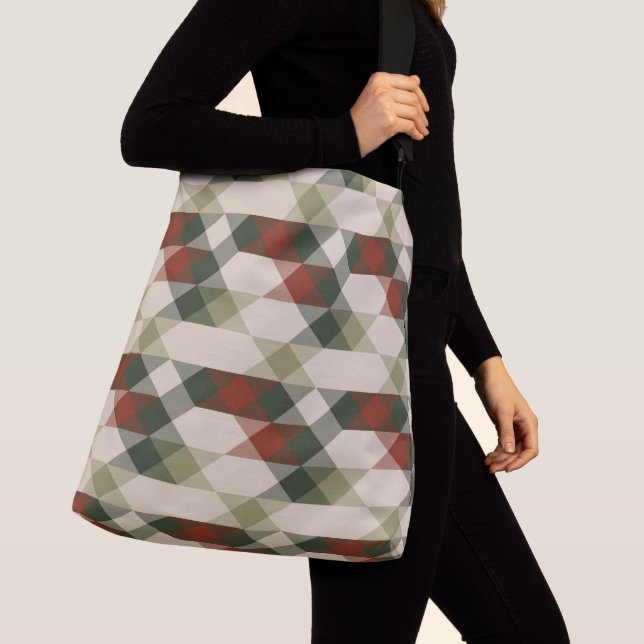 Sac Ajustable rouge vert et géométrique beige (De près)