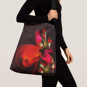 Sac Ajustable Rouge Vert Floral Moderne Art Abstrait Motif #02