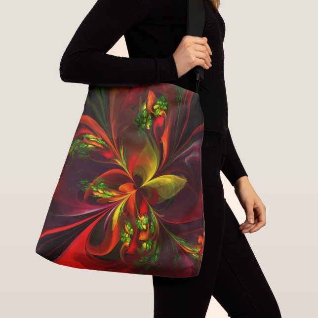 Sac Ajustable Rouge vert moderne Floral Abstrait Art Motif #05 (De près)