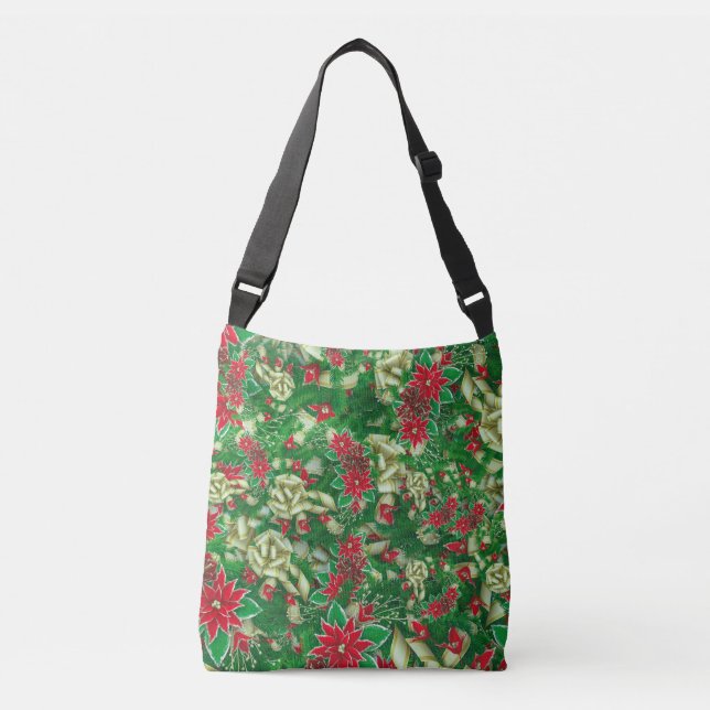Sac Ajustable Rubans Feuille Poinsettia Fir Noël Floral | (Devant)