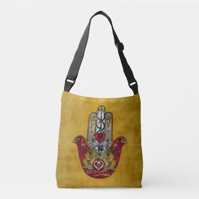 Sac Ajustable Ruby Pomegranate Heart Red Bird Hamsa (Devant)