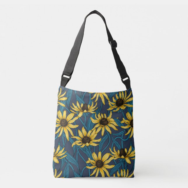 Sac Ajustable Rudbekia jaune sur la marine (Devant)