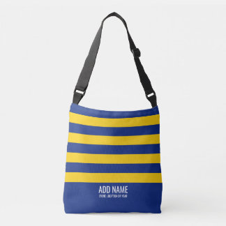 Sac Ajustable Rugby Stripes Simple Monogramme - Marine et Jaune