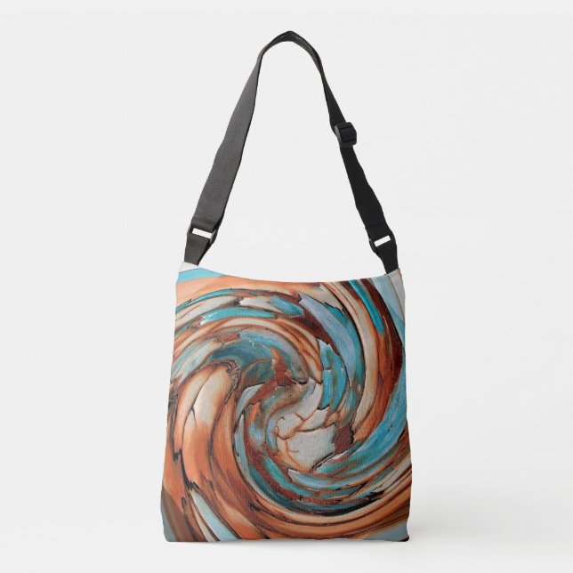 Sac Ajustable Rust Orange N Bleu Turquoise Art Abstrait (Devant)