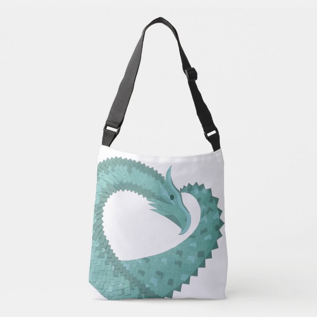 Sac Ajustable Sage vert coeur dragon sur blanc (Devant)