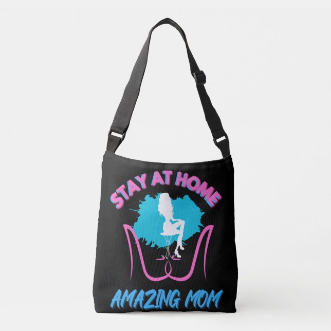 Sac Ajustable Sahm Restez À La Maison Maman Design Rose Et Bleu (Devant)