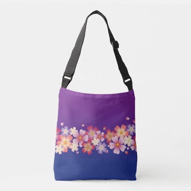 Sac Ajustable Sakura Blossoms Mixtes Kimono Style Bleu & Purple (Devant)