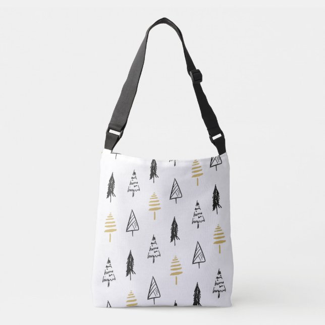 Sac Ajustable Sapin de Noël moderne motif noir or (Devant)