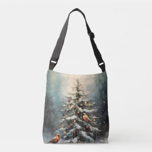 Sac Ajustable Sapin de Noël rustique d'hiver Oiseaux rouges enne