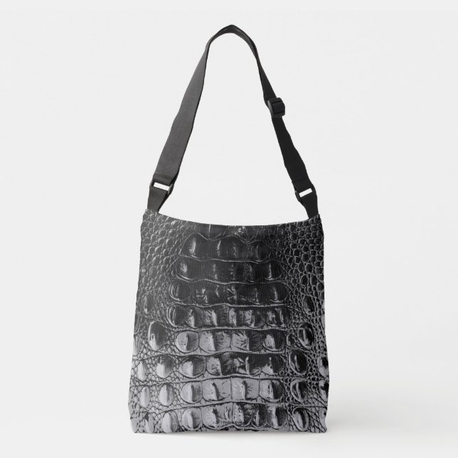 SAC AJUSTABLE SATIN GRIS EN CUIR D'ALLIGATOR DU CRU "HORNBACK" (Devant)