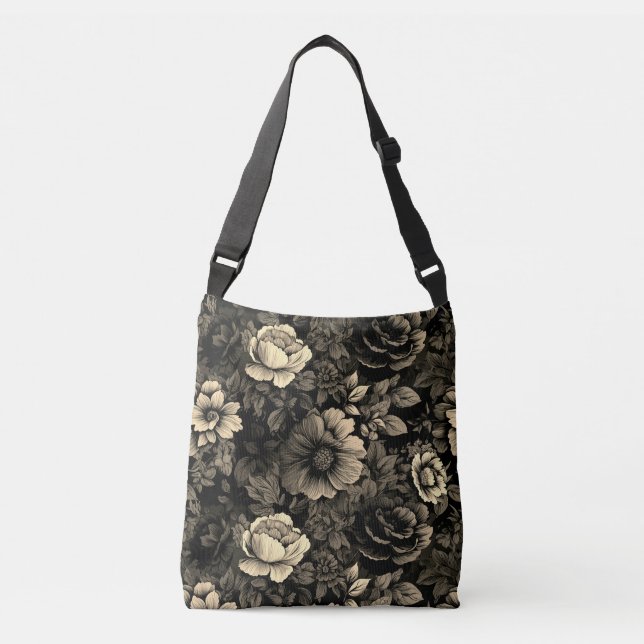 Sac Ajustable Sépia tonique Vintage Floral Print (Devant)