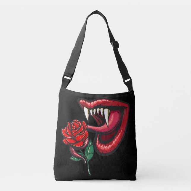 Sac Ajustable Sexy Goth Vampire Dents Et Rose (Devant)