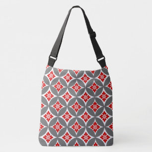 Sac Ajustable Shippo avec Motif Fleur, Rouge, Blanc et Gris