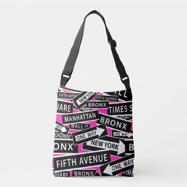 Sac Ajustable Signes de New York Motif noir, blanc, rose (Devant)