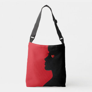 Sac Ajustable Silhouette de femme moderne et cœur sur fond rouge
