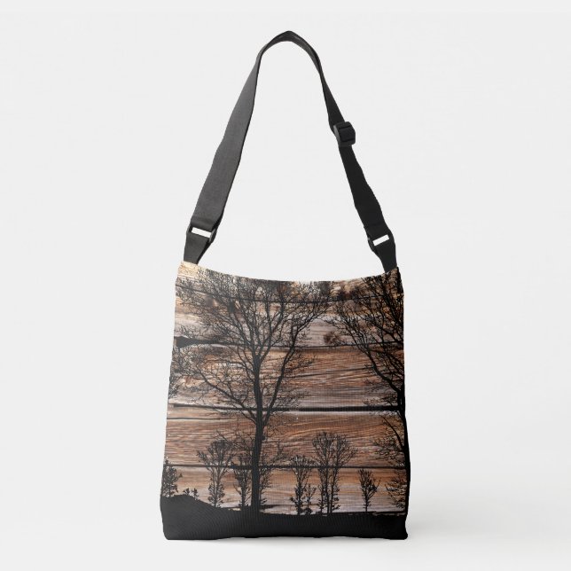 Sac Ajustable Silhouette De L'Arbre Des Bois Sur La Barque (Devant)