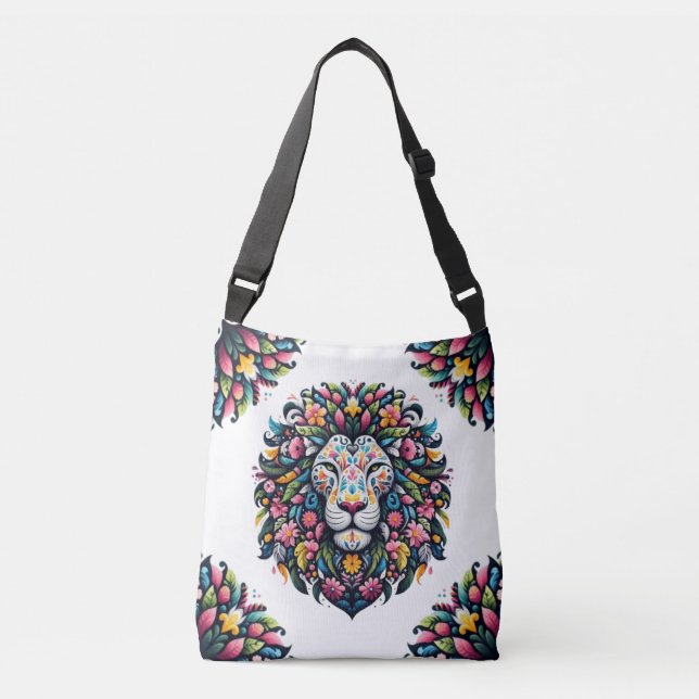 Sac Ajustable Silhouette de Lion Floral (Devant)