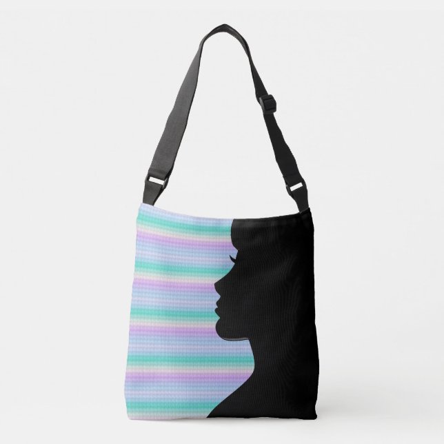 Sac Ajustable Silhouette femme sur les bandes Turquoise & Bleu (Devant)