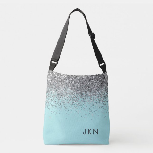 Sac Ajustable Silver Turquoise Aqua Blue Girl Parties scintillan (Devant)