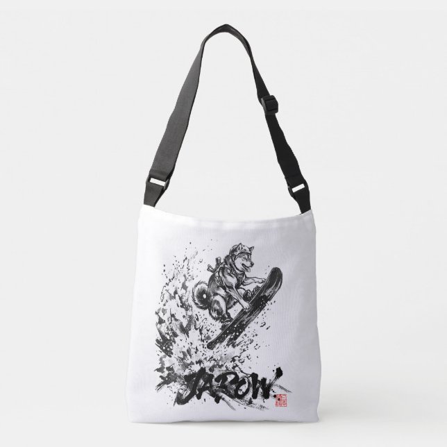 Sac Ajustable Snowboard Brush Art - Snowboarder Dog Huskey (Devant)