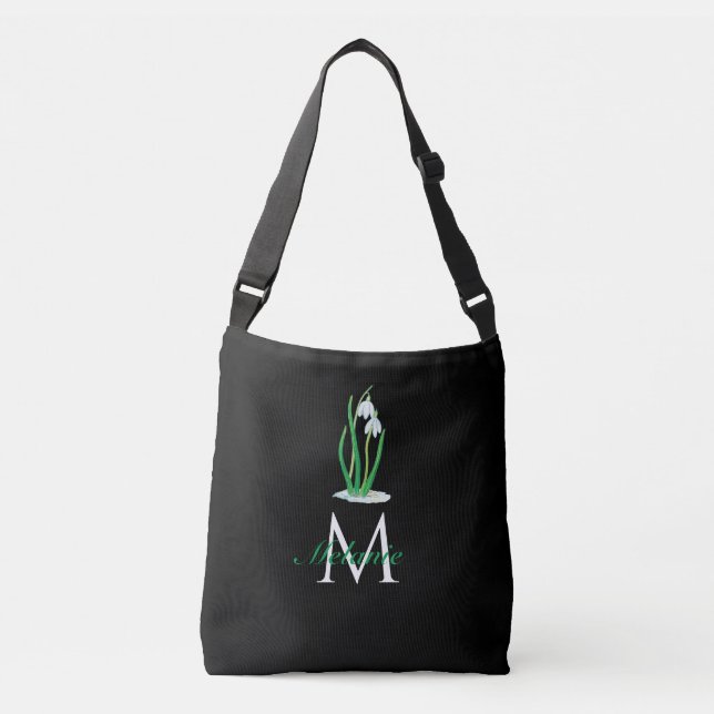 Sac Ajustable Snowdrops Fleurs Printemps Personnalisé Monogramme (Devant)