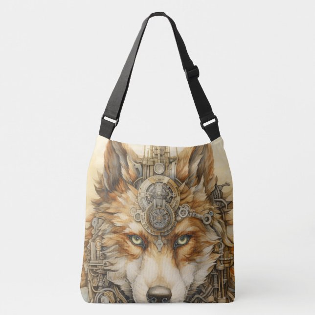 Sac Ajustable Solarpunk Red Wolf Steampunk inspiration (Devant)