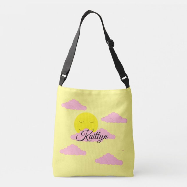 Sac Ajustable Soleil levant avec des nuages roses : Jaune   (Dos)