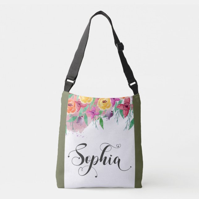 Sac Ajustable Sophia nom signe Sophia floral Calligraphie Baby (Devant)