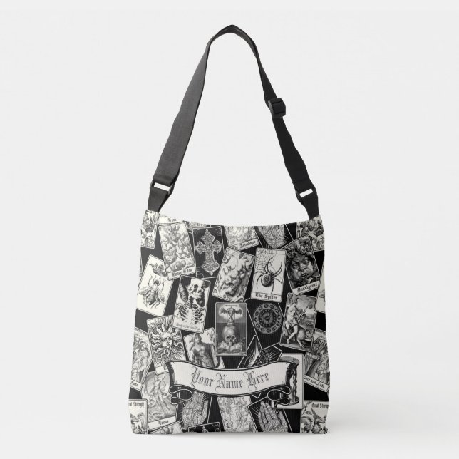 Sac Ajustable Sorcière gothique Cartes de Tarot Apothécaire (Devant)