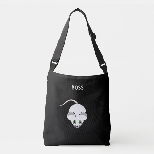 Sac Ajustable Souris blanche mignonne et calligraphie (Devant)