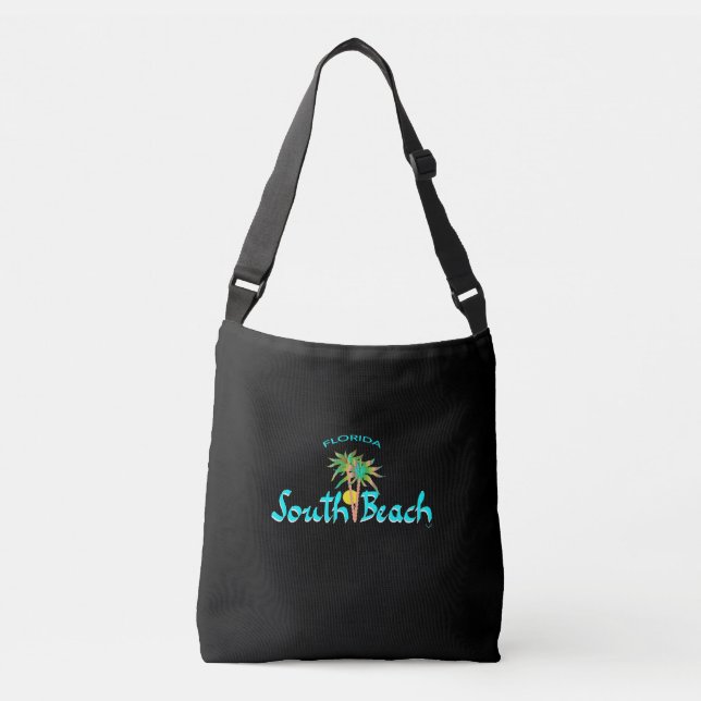 Sac Ajustable South Beach Miami, Floride, Palms, Tropical, Noir (Devant)